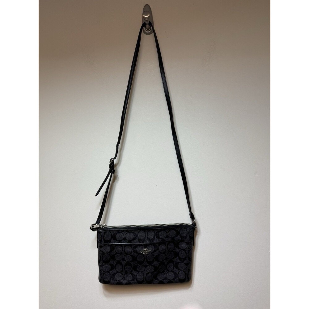 Coach Signature Logo East/West Crossbody Black - Picture 4 of 8